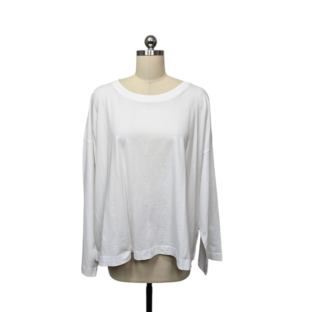 NWT Madewell White Slub Cotton Long Sleeve Relaxed Tee Shirt NS589 Womens sz XL